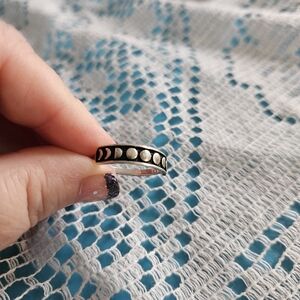 Black and Silver Moon Phase Band Ring - Women's Jewelry